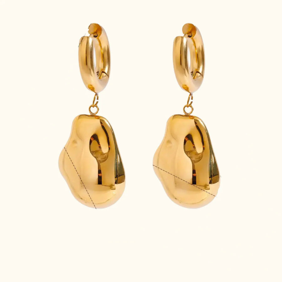 Elegant Gold Teardrop Dangle Earrings with Abstract Design