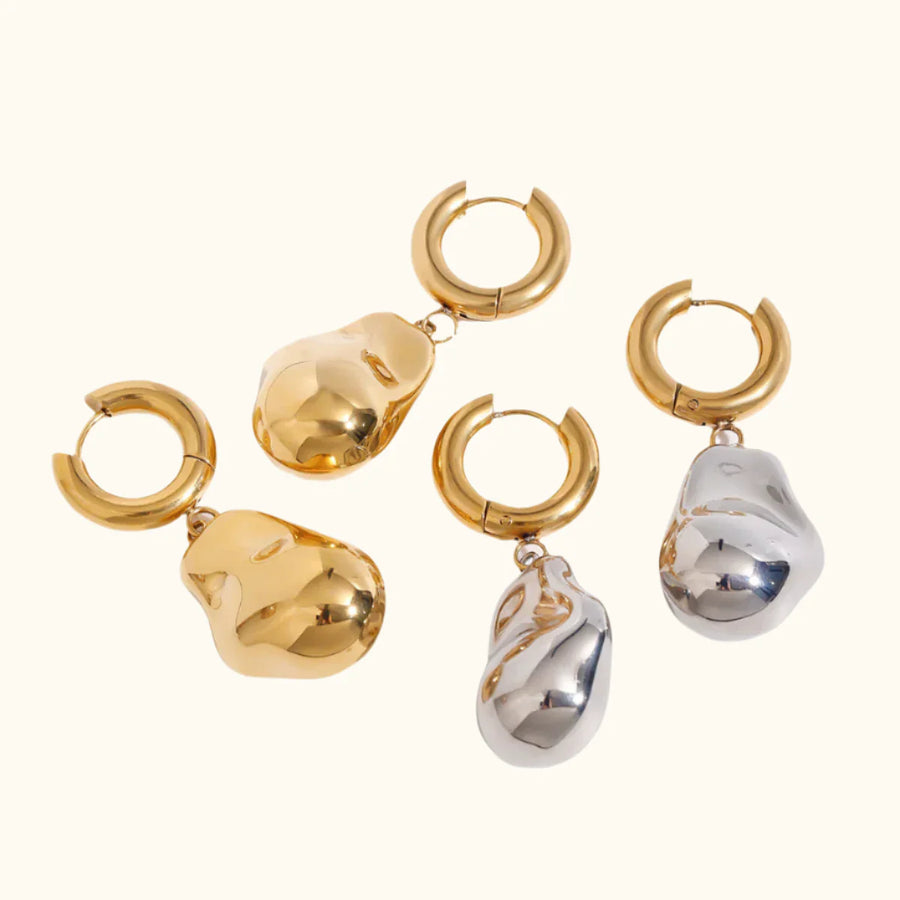 Elegant Gold Teardrop Dangle Earrings with Abstract Design